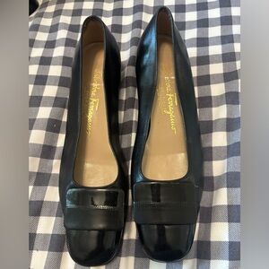 Salvatore Ferragamo Black Patent Leather Flats